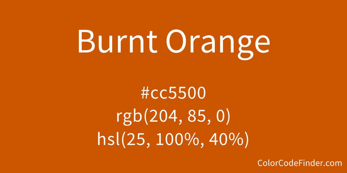 Burnt Orange information, Hsl, Rgb