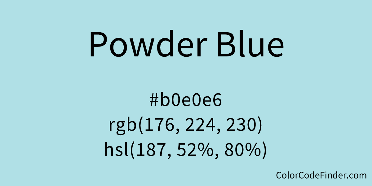 Powderblue / Powder blue / #b0e0e6 Hex Color Code, RGB and Paints