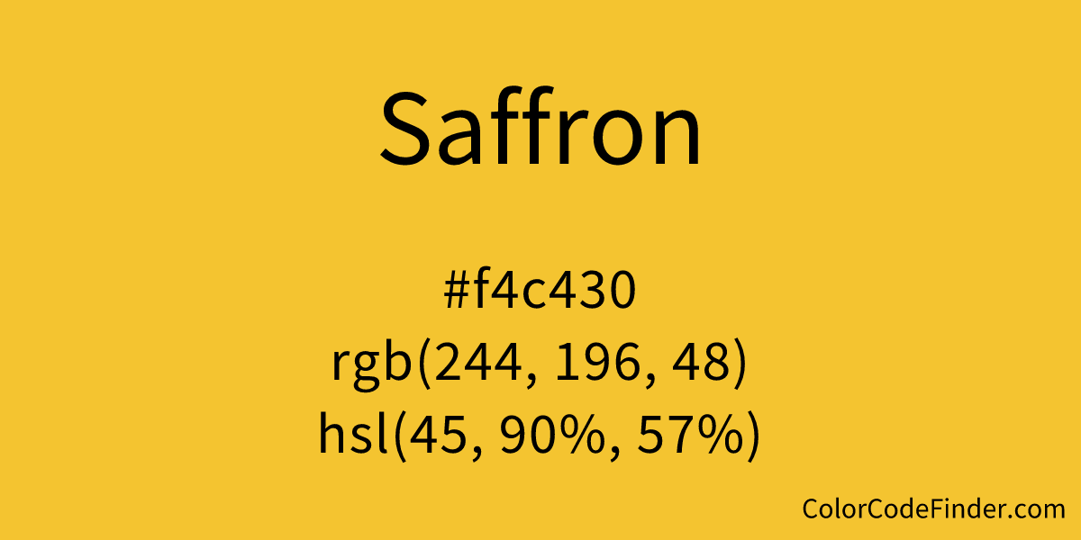 Saffron color code is f4c430